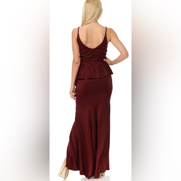 Lenovia Mother of The Bride Wrap Bodice Asymmetrical Peplum Long Dress Hunter 3X - Picture 12 of 12